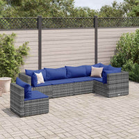 Thumbnail for 6-tlg. Garten-Lounge-Set mit Kissen Grau Poly Rattan