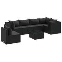 Thumbnail for 7-tlg. Garten-Lounge-Set mit Kissen Schwarz Poly Rattan