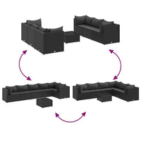 Thumbnail for 7-tlg. Garten-Lounge-Set mit Kissen Schwarz Poly Rattan