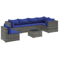 Thumbnail for 7-tlg. Garten-Lounge-Set mit Kissen Grau Poly Rattan