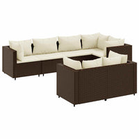 Thumbnail for 7-tlg. Garten-Lounge-Set mit Kissen Braun Poly Rattan