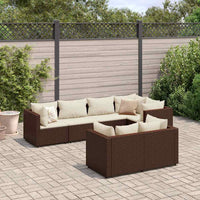 Thumbnail for 7-tlg. Garten-Lounge-Set mit Kissen Braun Poly Rattan