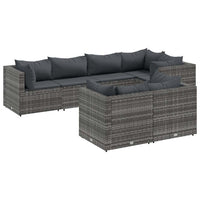 Thumbnail for 7-tlg. Garten-Lounge-Set mit Kissen Grau Poly Rattan