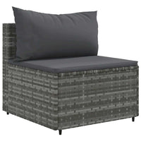 Thumbnail for 7-tlg. Garten-Lounge-Set mit Kissen Grau Poly Rattan