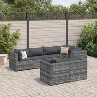 Thumbnail for 7-tlg. Garten-Lounge-Set mit Kissen Grau Poly Rattan
