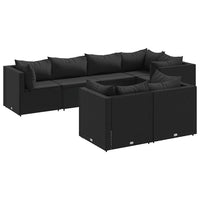 Thumbnail for 7-tlg. Garten-Lounge-Set mit Kissen Schwarz Poly Rattan