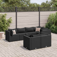 Thumbnail for 7-tlg. Garten-Lounge-Set mit Kissen Schwarz Poly Rattan