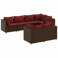 Thumbnail for 7-tlg. Garten-Lounge-Set mit Kissen Braun Poly Rattan