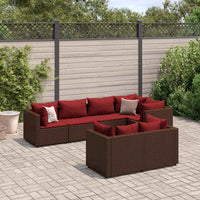 Thumbnail for 7-tlg. Garten-Lounge-Set mit Kissen Braun Poly Rattan