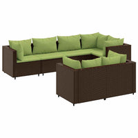 Thumbnail for 7-tlg. Garten-Lounge-Set mit Kissen Braun Poly Rattan