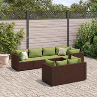 Thumbnail for 7-tlg. Garten-Lounge-Set mit Kissen Braun Poly Rattan