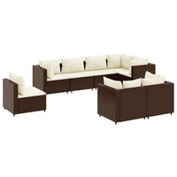 Thumbnail for 8-tlg. Garten-Lounge-Set mit Kissen Braun Poly Rattan