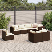 Thumbnail for 8-tlg. Garten-Lounge-Set mit Kissen Braun Poly Rattan