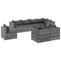 Thumbnail for 8-tlg. Garten-Lounge-Set mit Kissen Grau Poly Rattan