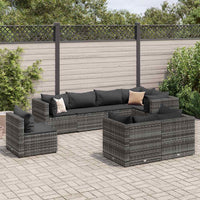 Thumbnail for 8-tlg. Garten-Lounge-Set mit Kissen Grau Poly Rattan