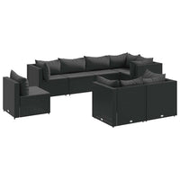 Thumbnail for 8-tlg. Garten-Lounge-Set mit Kissen Schwarz Poly Rattan