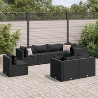 Thumbnail for 8-tlg. Garten-Lounge-Set mit Kissen Schwarz Poly Rattan