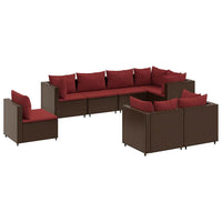 Thumbnail for 8-tlg. Garten-Lounge-Set mit Kissen Braun Poly Rattan