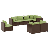 Thumbnail for 8-tlg. Garten-Lounge-Set mit Kissen Braun Poly Rattan