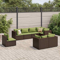 Thumbnail for 8-tlg. Garten-Lounge-Set mit Kissen Braun Poly Rattan