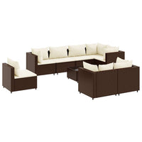 Thumbnail for 9-tlg. Garten-Lounge-Set mit Kissen Braun Poly Rattan