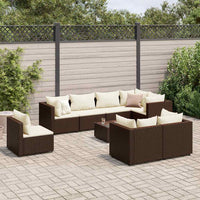 Thumbnail for 9-tlg. Garten-Lounge-Set mit Kissen Braun Poly Rattan