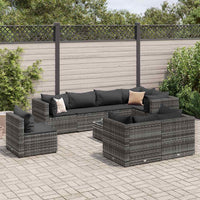 Thumbnail for 9-tlg. Garten-Lounge-Set mit Kissen Grau Poly Rattan