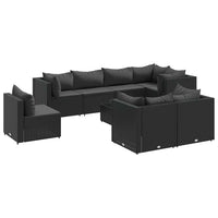 Thumbnail for 9-tlg. Garten-Lounge-Set mit Kissen Schwarz Poly Rattan