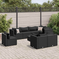 Thumbnail for 9-tlg. Garten-Lounge-Set mit Kissen Schwarz Poly Rattan