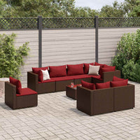 Thumbnail for 9-tlg. Garten-Lounge-Set mit Kissen Braun Poly Rattan