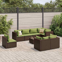 Thumbnail for 9-tlg. Garten-Lounge-Set mit Kissen Braun Poly Rattan