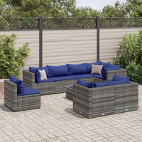Thumbnail for 9-tlg. Garten-Lounge-Set mit Kissen Grau Poly Rattan