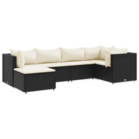 Thumbnail for 6-tlg. Garten-Lounge-Set mit Kissen Schwarz Poly Rattan