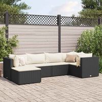 Thumbnail for 6-tlg. Garten-Lounge-Set mit Kissen Schwarz Poly Rattan