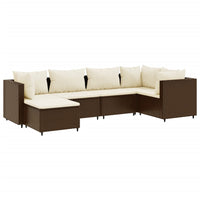 Thumbnail for 6-tlg. Garten-Lounge-Set mit Kissen Braun Poly Rattan