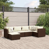 Thumbnail for 6-tlg. Garten-Lounge-Set mit Kissen Braun Poly Rattan
