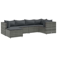 Thumbnail for 6-tlg. Garten-Lounge-Set mit Kissen Grau Poly Rattan