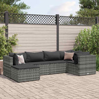 Thumbnail for 6-tlg. Garten-Lounge-Set mit Kissen Grau Poly Rattan