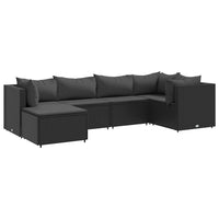 Thumbnail for 6-tlg. Garten-Lounge-Set mit Kissen Schwarz Poly Rattan