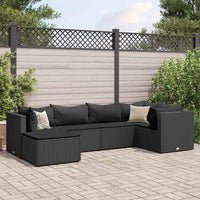 Thumbnail for 6-tlg. Garten-Lounge-Set mit Kissen Schwarz Poly Rattan