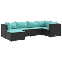 Thumbnail for 6-tlg. Garten-Lounge-Set mit Kissen Schwarz Poly Rattan
