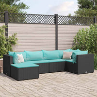 Thumbnail for 6-tlg. Garten-Lounge-Set mit Kissen Schwarz Poly Rattan