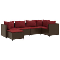 Thumbnail for 6-tlg. Garten-Lounge-Set mit Kissen Braun Poly Rattan