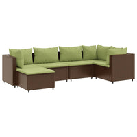 Thumbnail for 6-tlg. Garten-Lounge-Set mit Kissen Braun Poly Rattan
