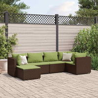 Thumbnail for 6-tlg. Garten-Lounge-Set mit Kissen Braun Poly Rattan