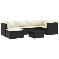 Thumbnail for 7-tlg. Garten-Lounge-Set mit Kissen Schwarz Poly Rattan
