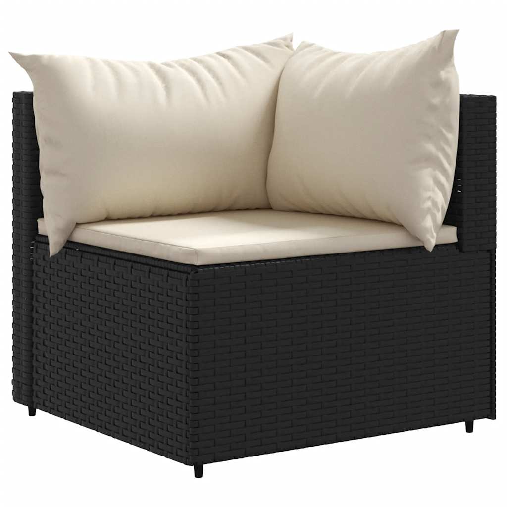 7-tlg. Garten-Lounge-Set mit Kissen Schwarz Poly Rattan