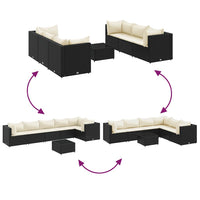 Thumbnail for 7-tlg. Garten-Lounge-Set mit Kissen Schwarz Poly Rattan