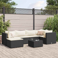 Thumbnail for 7-tlg. Garten-Lounge-Set mit Kissen Schwarz Poly Rattan