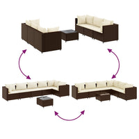 Thumbnail for 7-tlg. Garten-Lounge-Set mit Kissen Braun Poly Rattan